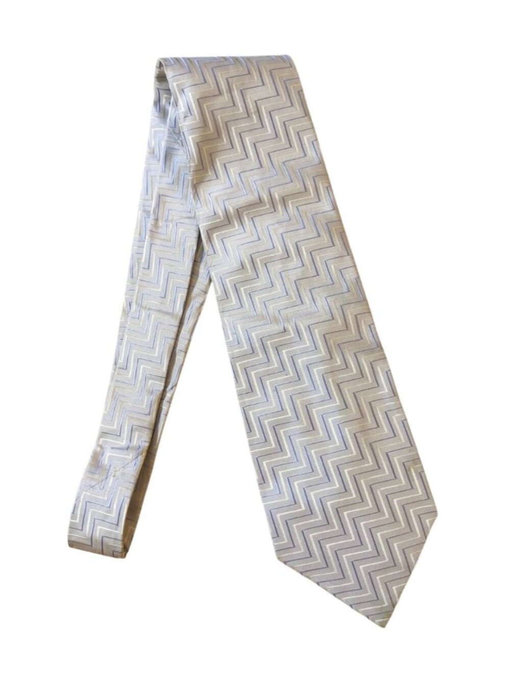 Whitefield & Adams London Staircase Chevron Silk Neck Tie Gray Necktie England